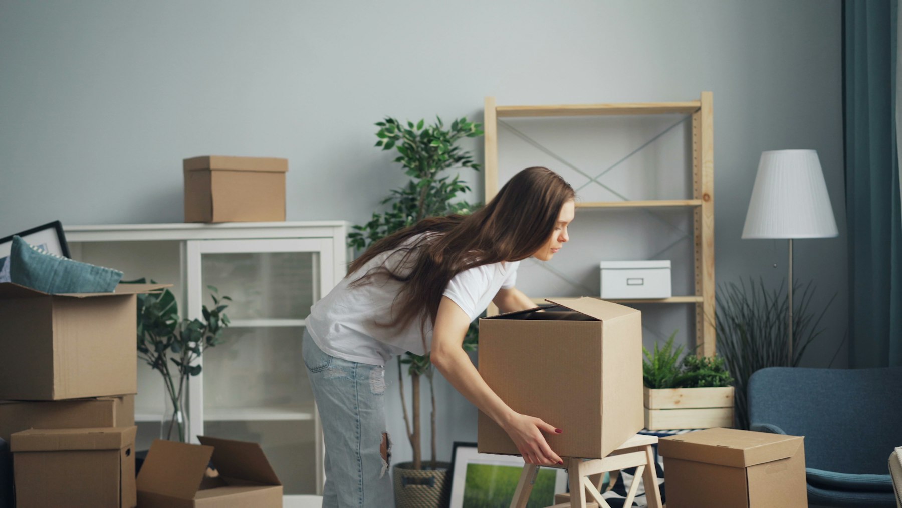 Crew loading office boxes into a truck