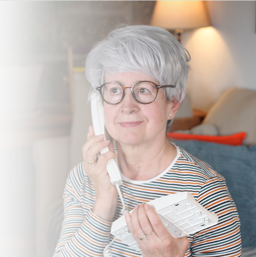 Taking a call at home on a Kinetic home phone line